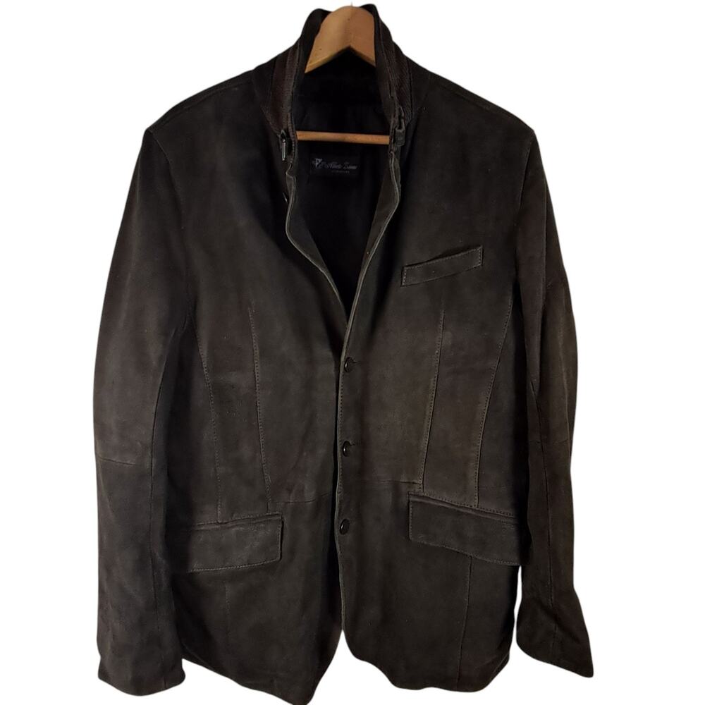 Alberto Zimni Signature Soft Black Suede Italian Designer Sport Jacket M SZ L